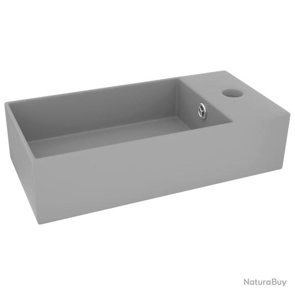 Lavabo de salle de bain avec trop-plein c�ramique 48 x 25 cm gris clair 02_0002735