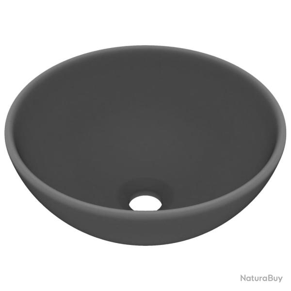 Lavabo rond de luxe de salle diam�tre 32,5 cm c�ramique gris fonc� mat 02_0002714
