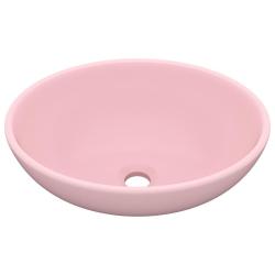 Lavabo vasque ovale salle de bain de luxe 40x33 cm c&eacute;ramique mat rose 02_0002664