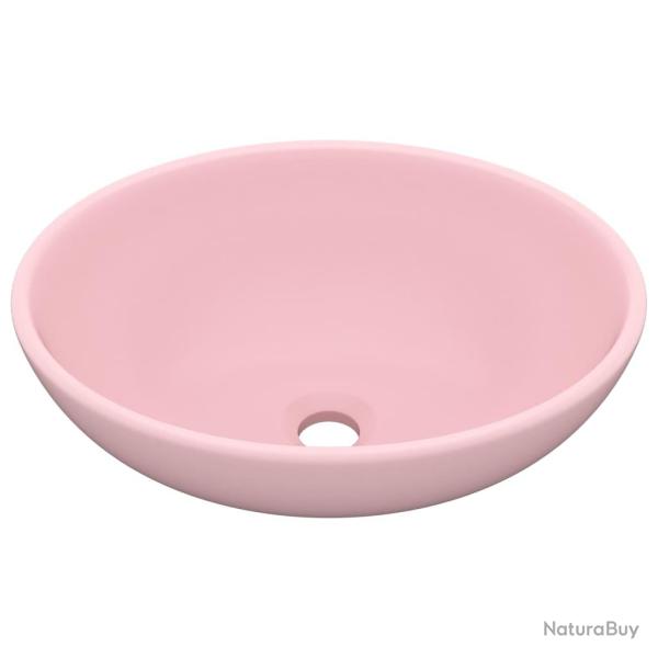 Lavabo vasque ovale salle de bain de luxe 40x33 cm c�ramique mat rose 02_0002664