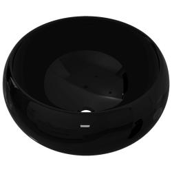 Lavabo salle de bain rond 40 x 15 cm c&eacute;ramique noir 02_0002539