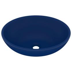 Lavabo vasque ovale de luxe mat 40x33 cm c&eacute;ramique bleu fonc&eacute; 02_0002666
