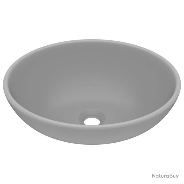 Lavabo vasque salle de bain ovale de luxe 40x33 cm c�ramique gris clair mat 02_0002669