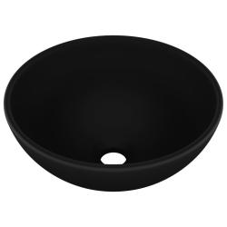 Lavabo rond de salle de bain 32,5 x 14 cm c&eacute;ramique noir mat 02_0002717