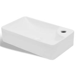 Lavabo &agrave; trou pour robinet pour salle de bain lavabo 44 x 25 cm c&eacute;ramique blanc 02_0002509