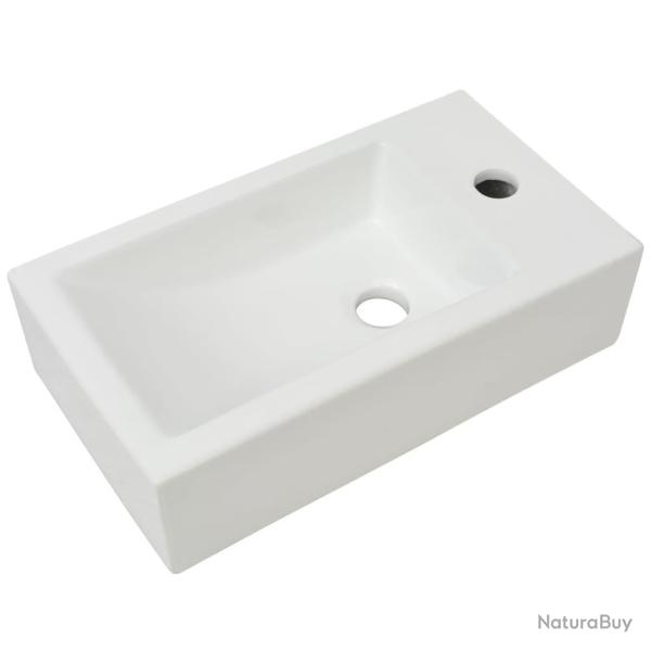 Vasque lavabo salle de bain + trou de robinet 46 x 25,5 cm c�ramique blanc 02_0002530