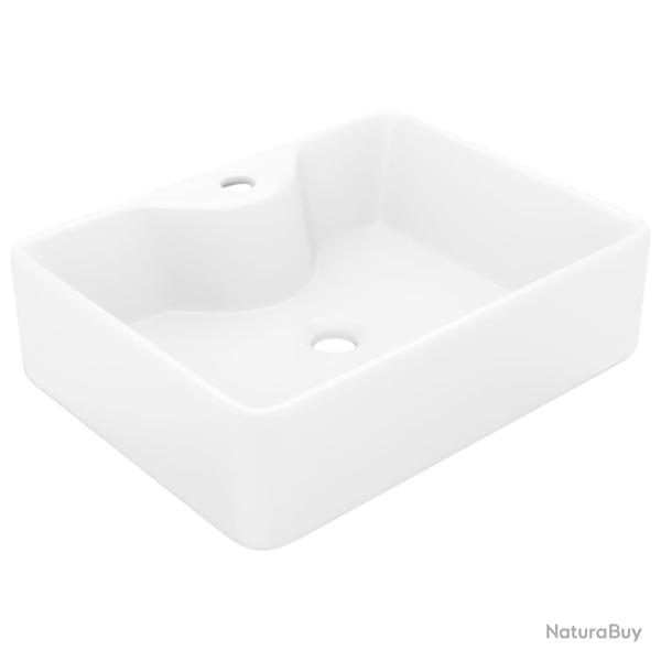Vasque carr� � trou pour robinet c�ramique 48 x 37 cm pour salle de bain blanc 02_0002511