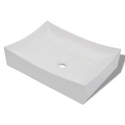 Vasque de salle bains c&eacute;ramique lavabo lave-mains 65,5 x 39 cm blanc brillant 02_0002493