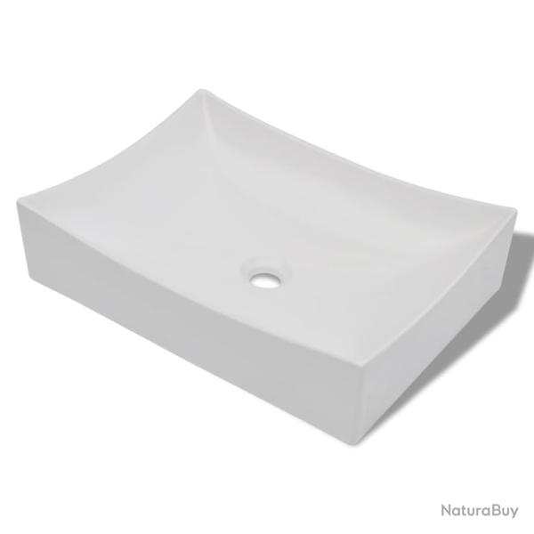 Vasque de salle bains c�ramique lavabo lave-mains 65,5 x 39 cm blanc brillant 02_0002493