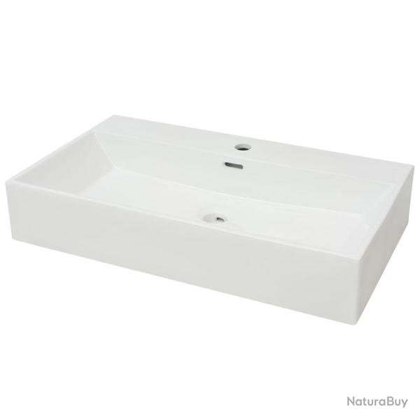 Vasque avec trou de robinet en c�ramique 76x42,5 cm blanc 02_0002535