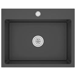 &Eacute;vier de cuisine fait main 59 x 44 cm acier inoxydable noir 02_0002464