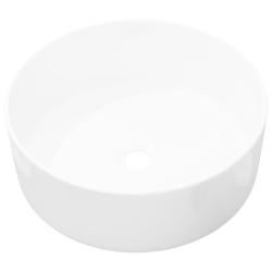 Lavabo ronde 40 x 15 cm vasque &agrave; poser salle de bain c&eacute;ramique blanc 02_0002529