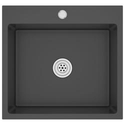 &Eacute;vier de cuisine fait main 53 x 50 cm acier inoxydable noir 02_0002460