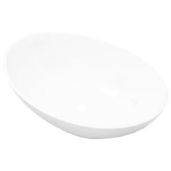 Lavabo vasque salle de bain en forme ovale 40 x 33 cm c&eacute;ramique blanc 02_0002480