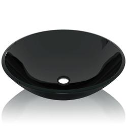Lavabo vasque salle de bain verre tremp&eacute; 42 cm noir 02_0002521