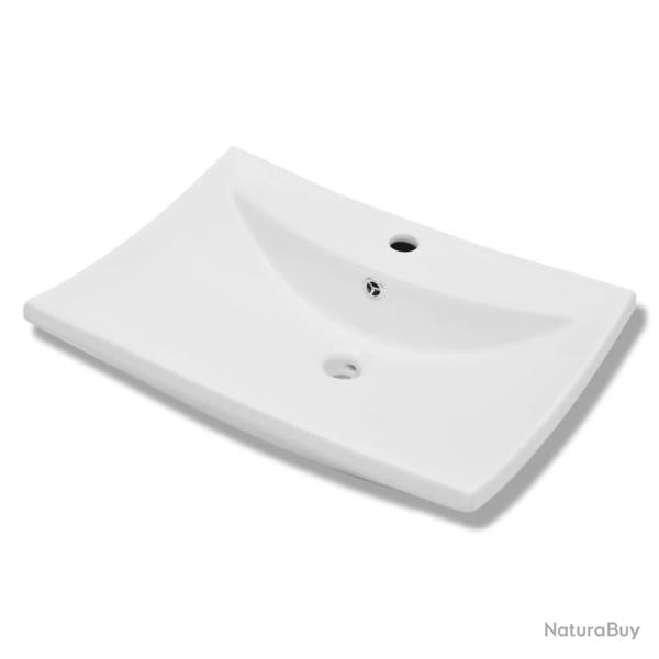 Lavabo vasque salle de bain luxueuse 60 x 44 cm c�ramique rectangulaire avec trop plein c�ramique b