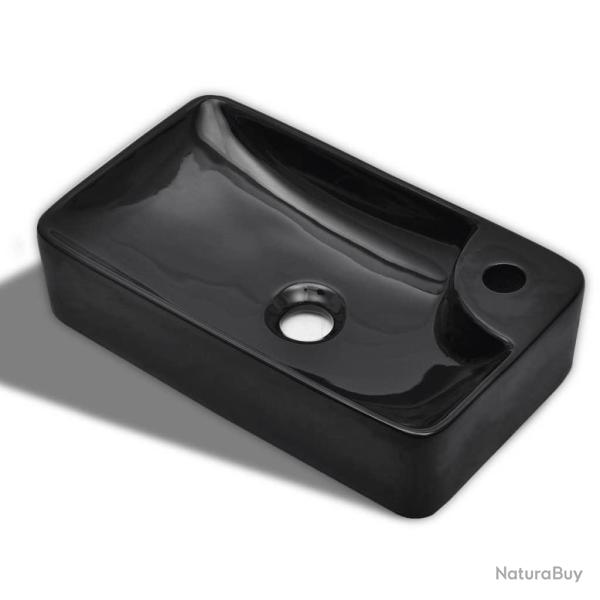 Vasque � trou pour robinet pour salle de bain lavabo 44 x 25 cm c�ramique noir 02_0002510
