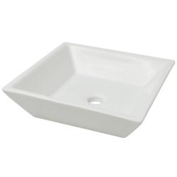 Lavabo carr&eacute;e c&eacute;ramique 41,5 cm vasque &agrave; poser salle bain blanc 02_0002531