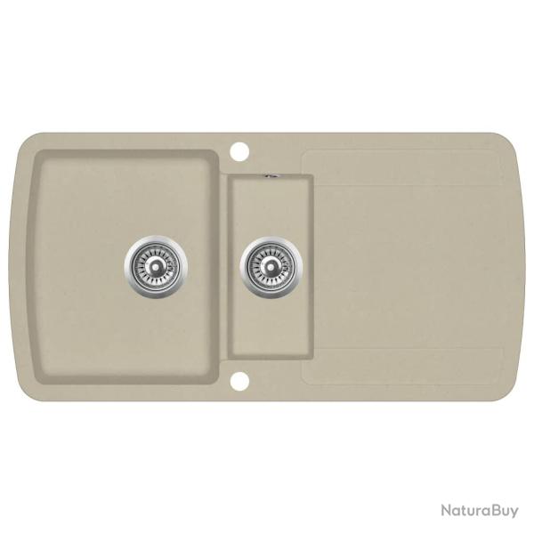 �vier de cuisine double lavabo 96 x 50 cm granit beige 02_0002339