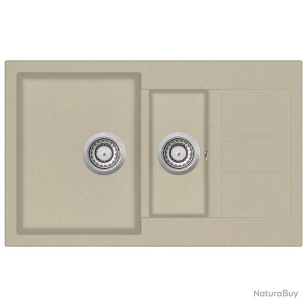 �vier de cuisine granit double lavabo beige 02_0002343