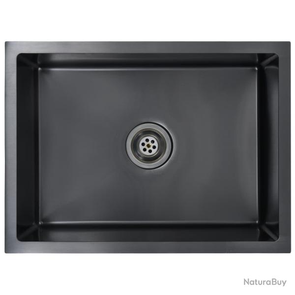�vier de cuisine fait main avec cr�pine acier inoxydable noir 02_0002369