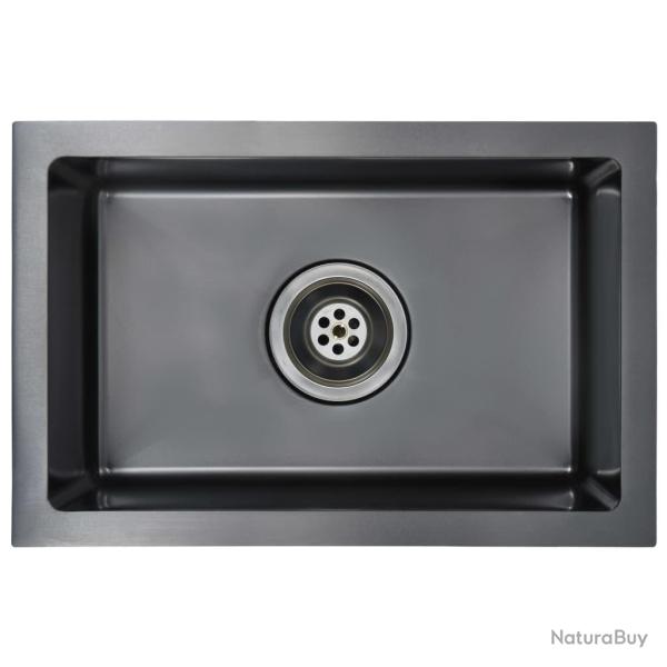 �vier de cuisine fait main avec cr�pine acier inoxydable noir 02_0002367