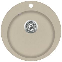 &Eacute;vier de cuisine seul lavabo rond 50,5 cm granit beige 02_0002349