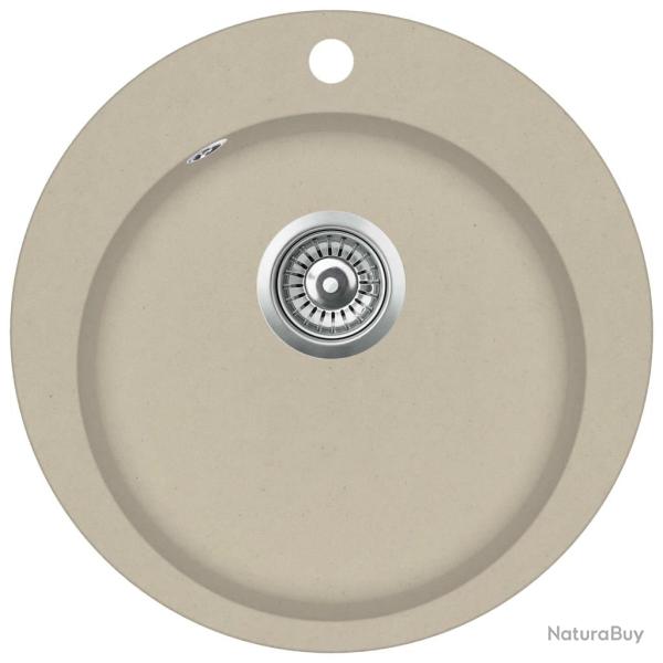 �vier de cuisine seul lavabo rond 50,5 cm granit beige 02_0002349