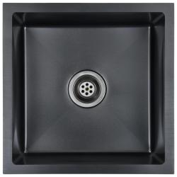 &Eacute;vier de cuisine fait main avec cr&eacute;pine noir acier inoxydable 02_0002368