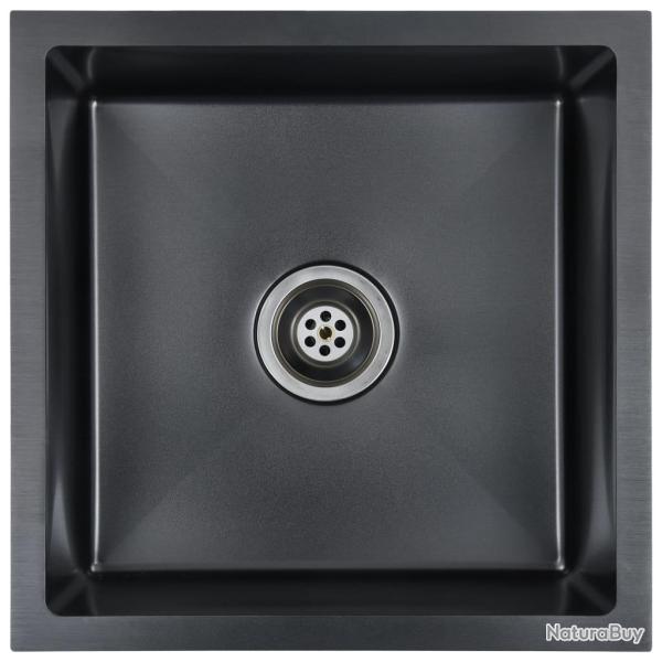 �vier de cuisine fait main avec cr�pine noir acier inoxydable 02_0002368