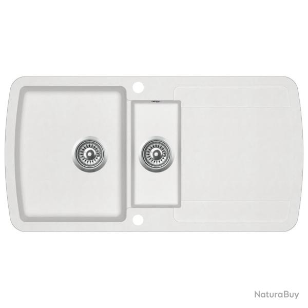 �vier de cuisine double 96 x 50 cm lavabo granit blanc 02_0002340