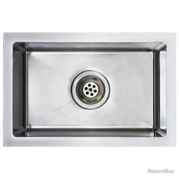 �vier de cuisine fait � la main avec cr�pine 44 x 29 cm acier inoxydable 02_0002361
