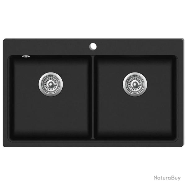 �vier de cuisine encastrable � 2 bacs 86 x 51 cm granite noir 02_0002310