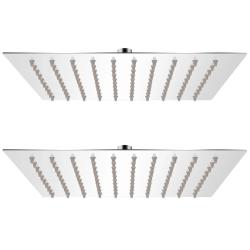 Lot de 2 pommes de douche plongeante carr&eacute; 20x20 cm acier inoxydable 02_0002104
