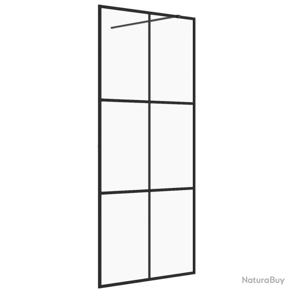 Paroi de douche avec verre ESG transparent 90 x 195 cm noir 02_0002145