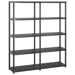 &Eacute;tag&egrave;re de rangement &agrave; 5 niveaux 170 cm plastique noir 02_0000649