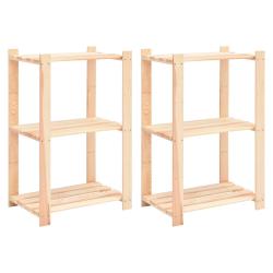 Lot de 2 &eacute;tag&egrave;res de rangement &agrave; 3 niveaux 60 x 38 x 90 cm pin 150 kg beige 02_0000675