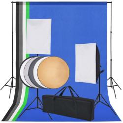 Kit de studio professionnel 5 toiles de fond color&eacute;es et 2 bo&icirc;tes &agrave; lumi&egrave;re 02_0001416