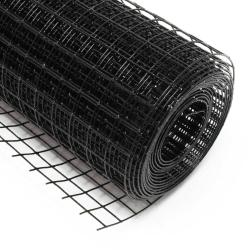 Grillage fil de voli&egrave;re 4 coins avec maille 25 x 25 mm 50 cm x5 m en noir 16_0001848