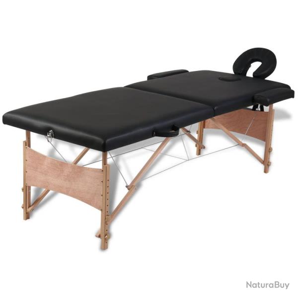 Table pliable de massage 2 zones avec cadre en bois noir 02_0001887