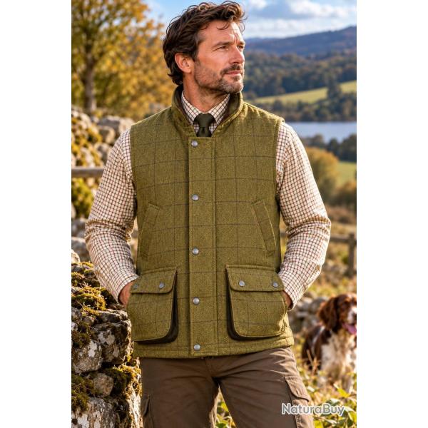 Gilet en tweed pour homme  Ascot Vert sauge clair