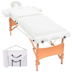 Table de massage pliable &agrave; 2 zones 10 cm d'&eacute;paisseur blanc 02_0001866