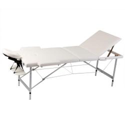 Table pliable de massage 3 zones cadre en inox blanc cr&egrave;me 02_0001876