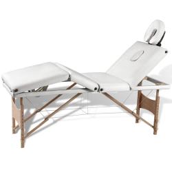 Table pliable de massage 4 zones avec cadre en bois blanc cr&egrave;me 02_0001878