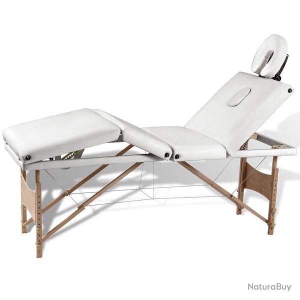 Table pliable de massage 4 zones avec cadre en bois blanc cr�me 02_0001878