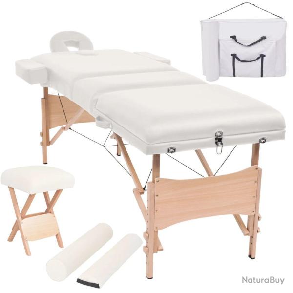 Table de massage pliable et tabouret 10 cm d'�paisseur blanc 02_0001864