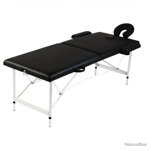 Table pliable de massage 2 zones avec cadre en inox noir 02_0001886