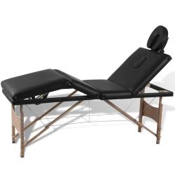 Table pliable de massage 4 zones avec cadre en bois noir 02_0001891