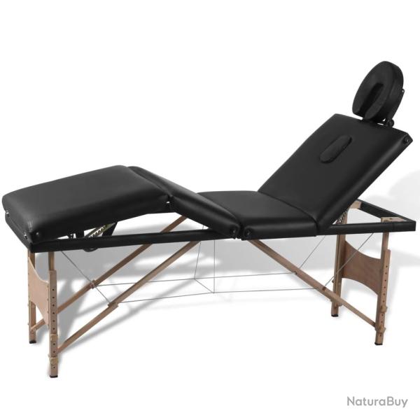 Table pliable de massage 4 zones avec cadre en bois noir 02_0001891