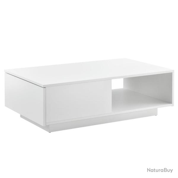 Table basse de salon avec tiroir et compartiment de rangement 95 x 55 cm 15 mm blanc brillant 03_00